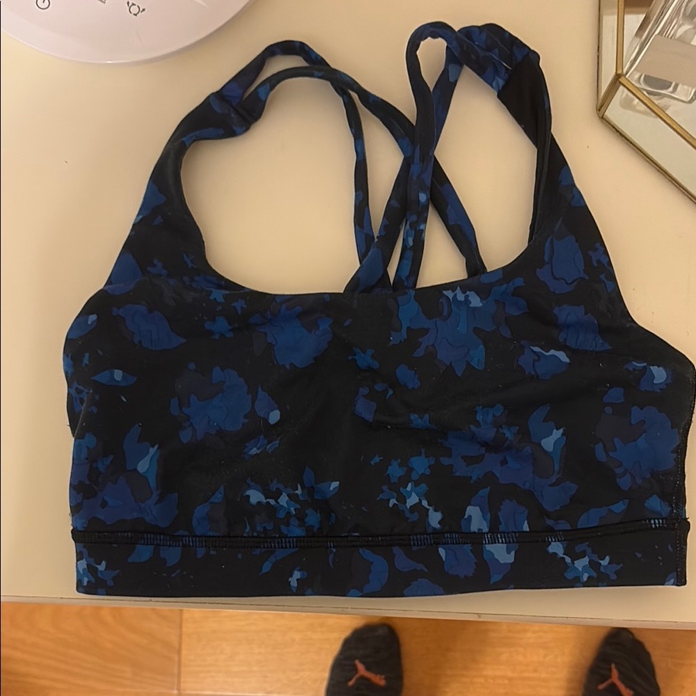 Lululemon Athletica Blue and Black Sports Bra Moisture-Wicking Racerback